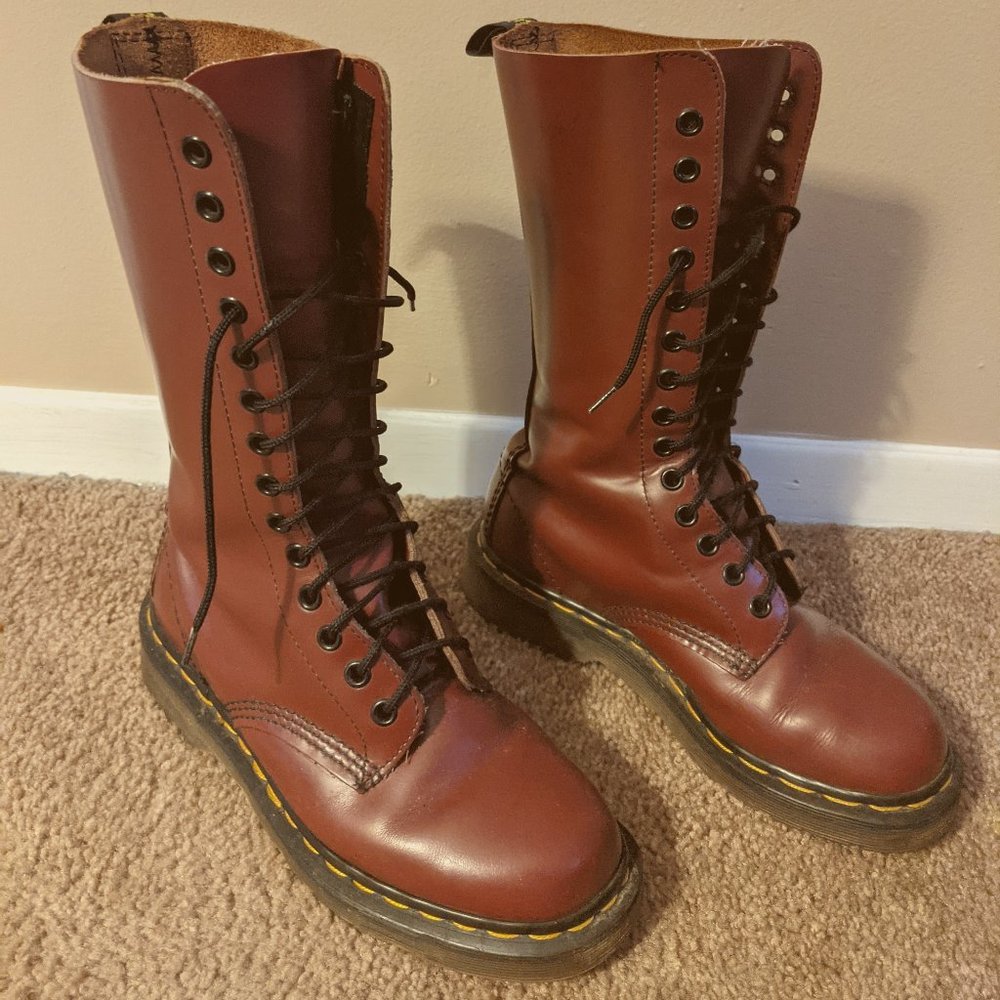 Doc Marten's tall red combats!